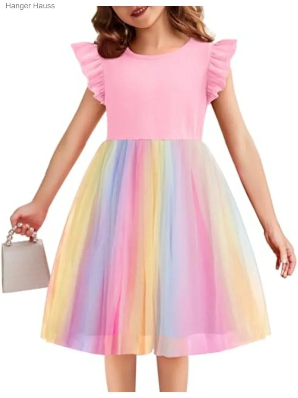 Toddler Tutu Dress Ruffle Tulle Birthday Party Sundress for 2-7Y